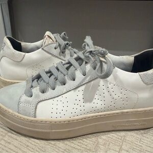 P448 White Patent and Light Gray Platform Sneakers - Worn a Few Times